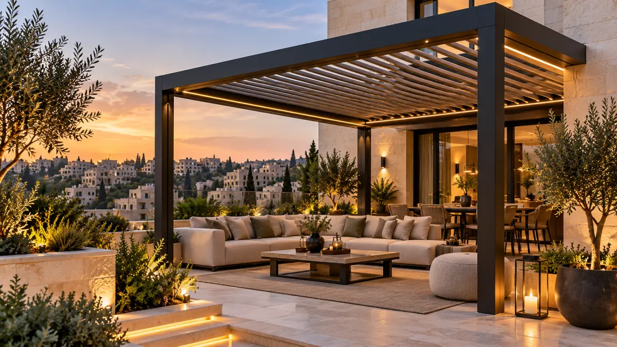 Modern Pergola Designs in Jordan: Luxury Outdoor Spaces for Villas and Gardens